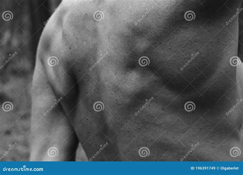 Close Up Graceful Pose Of Female Naked Back Beautiful Athletic Female Body Prominent Muscles