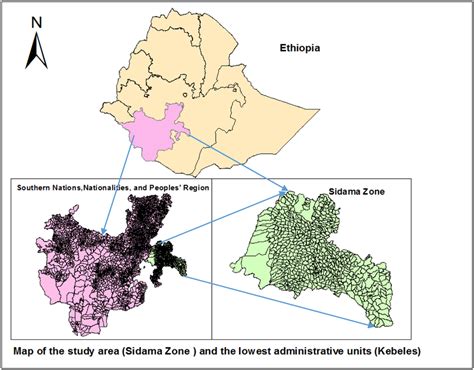 Map Of The Study Area Sidama Zone And The Lowest Administrative Units