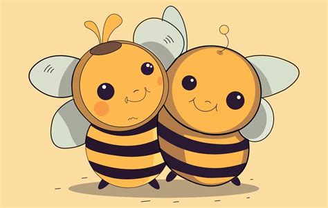 Premium Vector Cartoon Bee Hugging Cartoon Icon Setcute Bees Fly Over