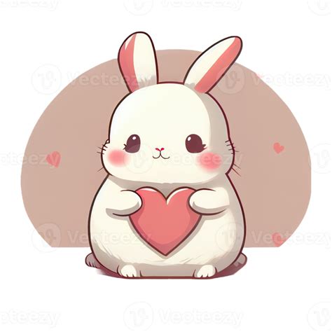 Lindo Conejo Kawaii Con Un Corazón In 2024 Kawaii Kawaii Aesthetic Rabbit