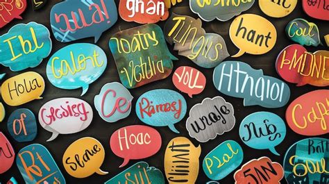 A Collection Of Colorful Speech Bubbles With Words Written In Different