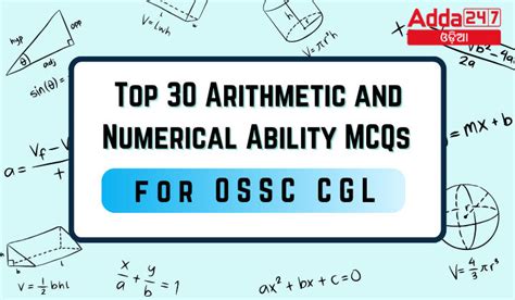 Top 30 Arithmetic And Numerical Ability MCQs For OSSC CGL 21 June 2024