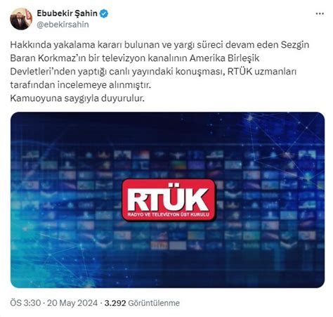 RTÜK CNN Türk ün Sezgin Baran Korkmaz ile yaptığı canlı yayını