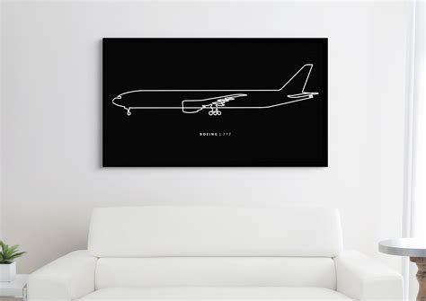 Boeing 777 Digitally Hand-drawn, Instant Digital Download, Single Line ...