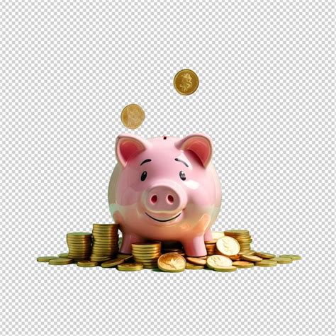 Premium PSD Psd Pink Piggy Bank And Falling Coins On Pink Background