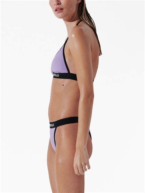 Karl Lagerfeld Logo Triangle Bikini Top Purple Farfetch Uk