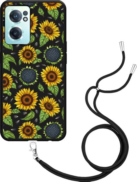 Oneplus Nord Ce Hoesje Met Koord Zwart Sunflowers Bol