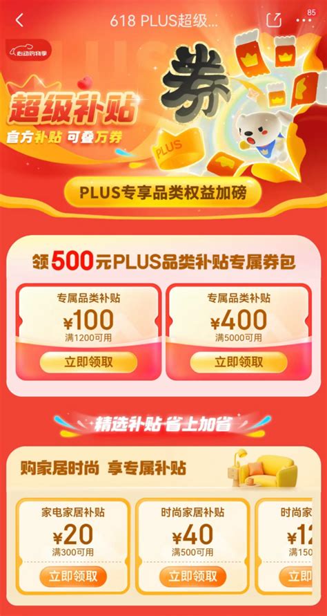 支付京东 618 Plus超级补贴 领500元补贴专属券包 什么值得买