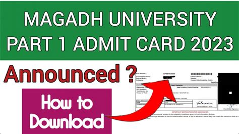 Magadh University Part Admit Card How To Check Magadh