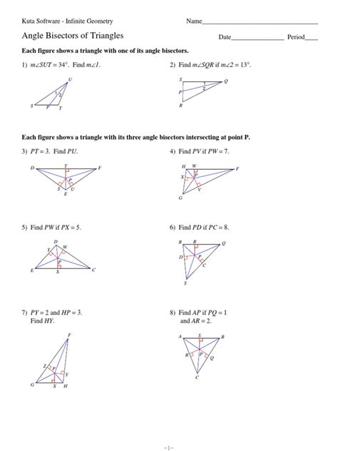 Angle Bisectors Of Triangles Pdf Pdf Worksheets Library