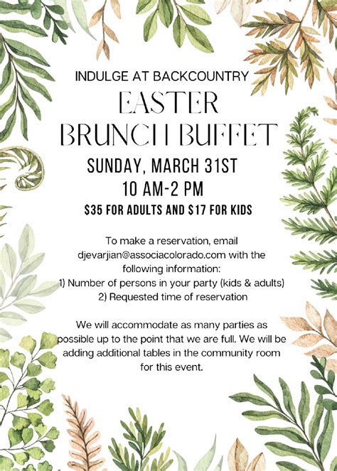 Easter Sunday Brunch - Indulge at Backcountry