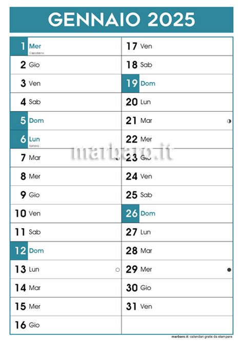 Calendario 2025 Mensile In PDF Stampabile Scegli E Scarica Ora