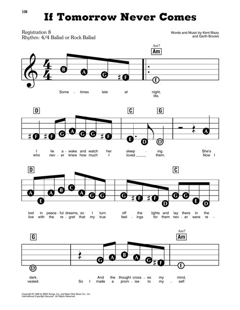 Garth Brooks "If Tomorrow Never Comes" Sheet Music | Download Printable PDF Score. SKU 515570