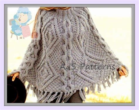 Pdf Knitting Pattern For A Chunky Knit Cabled Poncho Instant Download