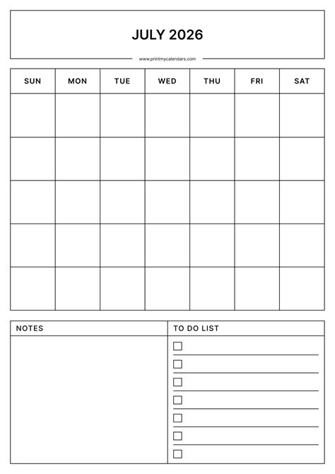 july printable calendar   blank aesthetic templates