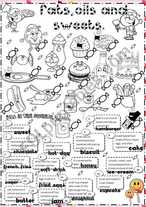 fats,oils and sweets - ESL worksheet by angelamoreyra