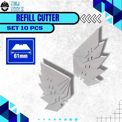 Refill Cutter Set 10pcs Mata Blades Blade Knife Isi Ulang Pisau Alat