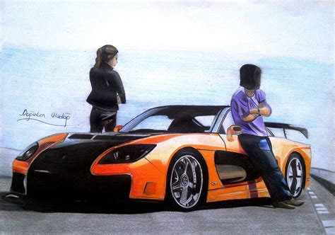 Tokyo Drift Rx7 Veilside With Han And Gisele Drawing From 2013