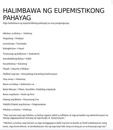 Mag Bigay Ng Halimbawa Ng Eupemistikong Pahayag Brainly Ph Hot Sex