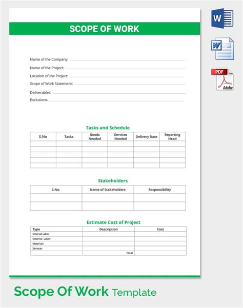 Av Scope Of Work Template Prntbl Concejomunicipaldechinu Gov Co