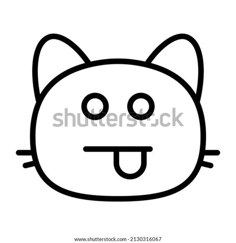 Cat Tongue Out Line Black Icon Stock Vector (Royalty Free) 2130316067 | Shutterstock