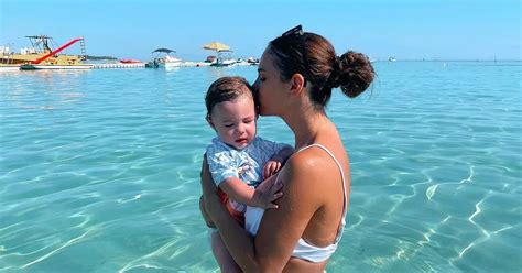 Pregnant Towie Star Nicole Bass Shows Off Bump In Bikini On Beach With Daughter Months Ok