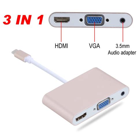 In Usb C Type C To Hdmi Vga Mm Audio Adapter Usb Usb C