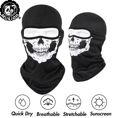 Musion Balaclava Máscara Facial Crânio Black Ghosts Impresso para