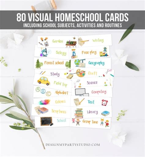 Visual Homeschool Schedule Cards Homeschooling Subjects Daily Routine