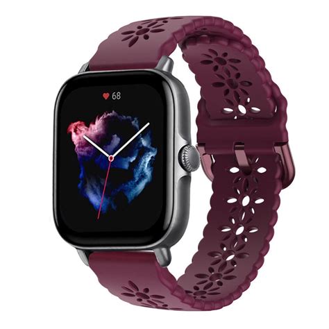 Amazfit GTS 3 Siliconen Bandje Met Patroon Bordeaux Smartwatchbanden Nl