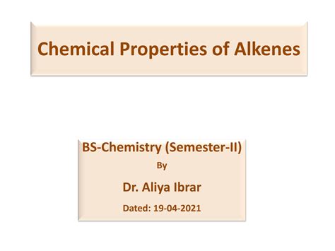 SOLUTION Chemical Reactions Of Alkenes Studypool