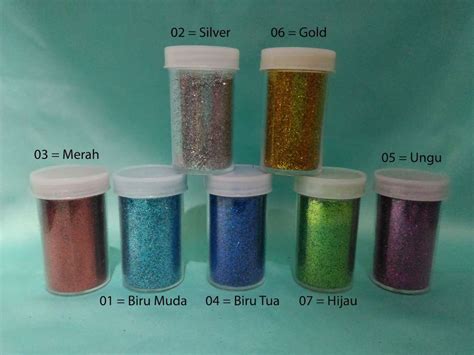 Jual Bubuk Glitter Serbuk Gliter Warna Blue Biru Muda Biru Tua Silver