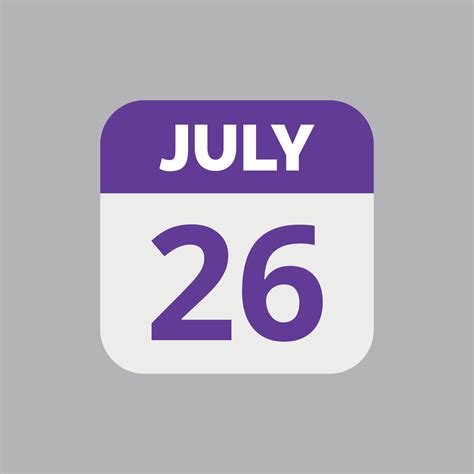 July 26 Calendar Date Icon 23202714 Vector Art at Vecteezy