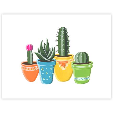 Colorful Potted Desert Plants | Art Print #076 | Boelter Design Co.