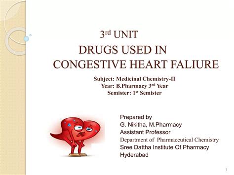 3rd Unit Drugs Used In Congestive Heart Faliure PPT