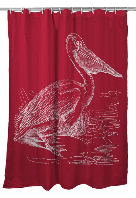 Vintage Pelican Shower Curtain White On Red Nautical Shower Curtains