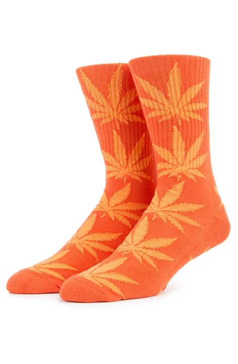 HUF The Plantlife Crew Sock In Orange And Neon Orange SK00176 ORG