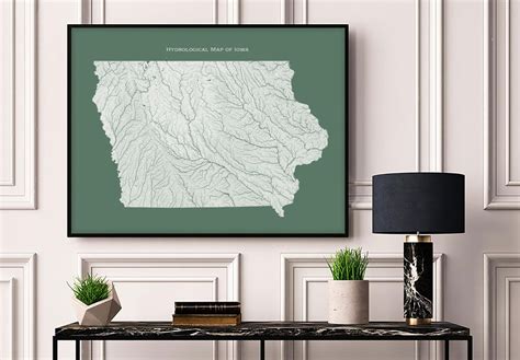 Iowa Hydrological Map of Rivers and Lakes, Iowa Rivers Poster Map - Etsy