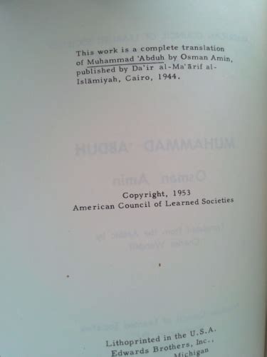 Muhammad 'Abduh by Osman Amin (American Council of Learned Societies ...