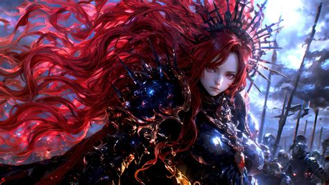 fantasy girl warrior red hair  wallpaper iphone phone
