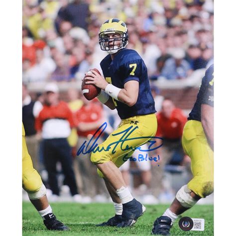 Drew Henson Signed Michigan Wolverines 8x10 Photo Inscribed Go Blue