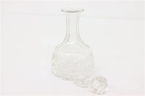 Hand Etched Antique Cut Glass Liquor Decanter Bottle Fitted Stopper