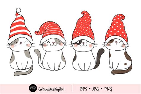 Gnome Cats Christmas Clipart Graphic By Catandme · Creative Fabrica