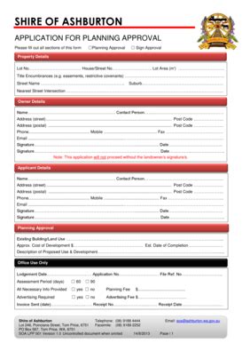 Fillable Online Planning Application Form Shire Of Ashburton Wa Gov