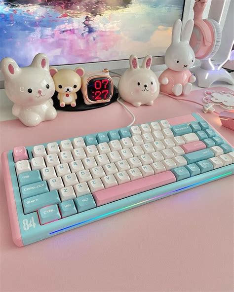 Blue Pink 75 Percent Kawaii Wireless Backlit Hot Swappable Pink Mechan Blue Wireless Kawaii