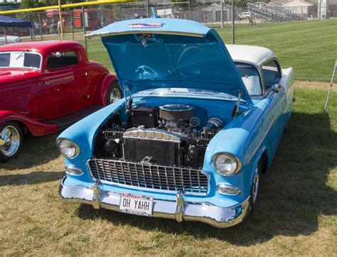 1955 Chevy Bel Air Bleu Et Blanc Image éditorial Image du moteur