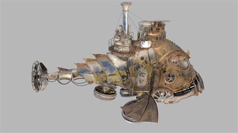 D Steampunk Submarine Hovercraft With Pbr Materials Turbosquid