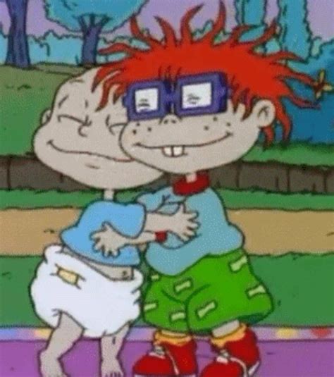 Rugrats Tommy And Chuckie Hugging Chuckie Rugrats Rugrats Cartoon Funny Cartoon Memes Cute