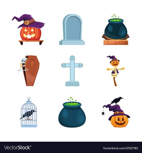 Bundle halloween icons Royalty Free Vector Image