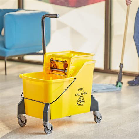 Lavex Janitorial 44 Qt Yellow Mop Bucket With Side Press Wringer